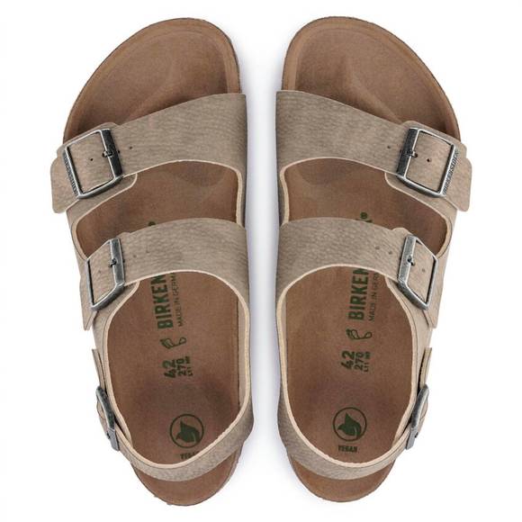 NEW BIRKENSTOCK men's milano vegan sandal in desert dust/gray taupe - Picture 2 of 3